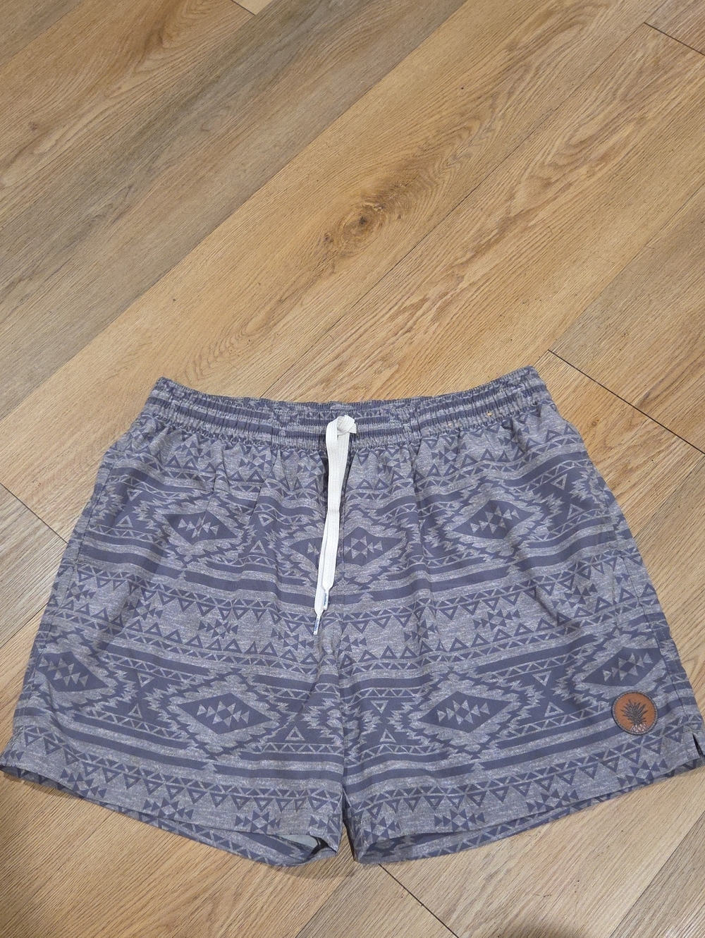 chubbies Gray Geometric Athletic Swim Shorts with White Drawstring